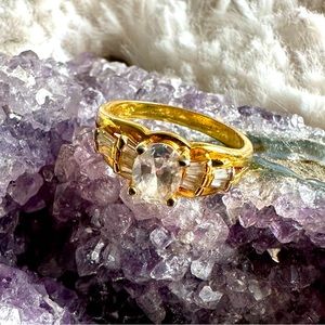 vintage gold plated diamond ring Lacey romantic style
